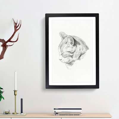 Sketch of a Cat by Jean Bernard - Picture Frame Drawing Print