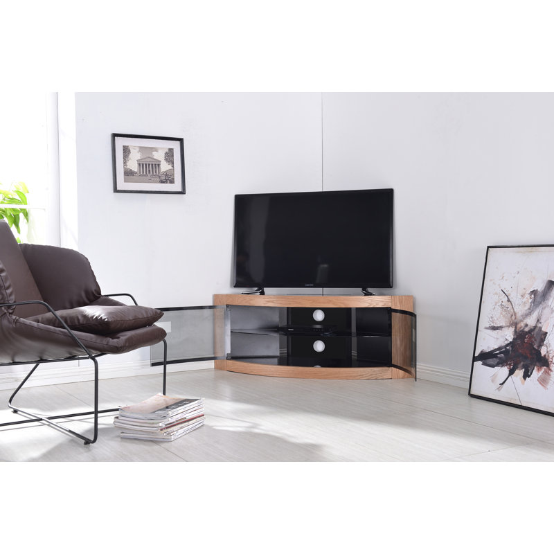 Mun Corner TV Stand for TVs up to 50", Black/Oak