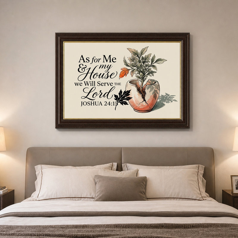 Quant à moi et à ma maison, nous servirons l'Éternel. Tableau mural en toile représentant une plante en pot., 12"H x 18"W