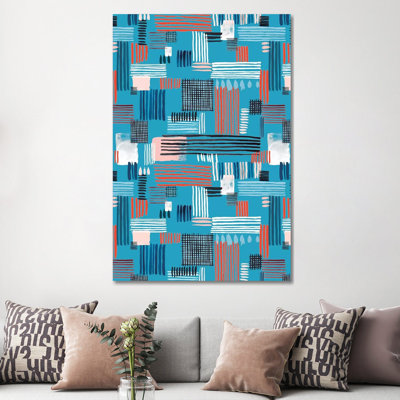 Geometric Stripy Stitches by Ninola Design - No Frame Print on Canvas