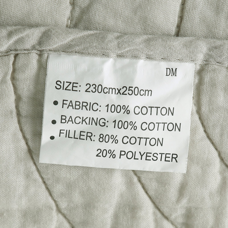 Ensemble de courtepointe réversible standard en coton 3 pièces, Naturel, Courtepointe grand + 2 taies décoratives standard