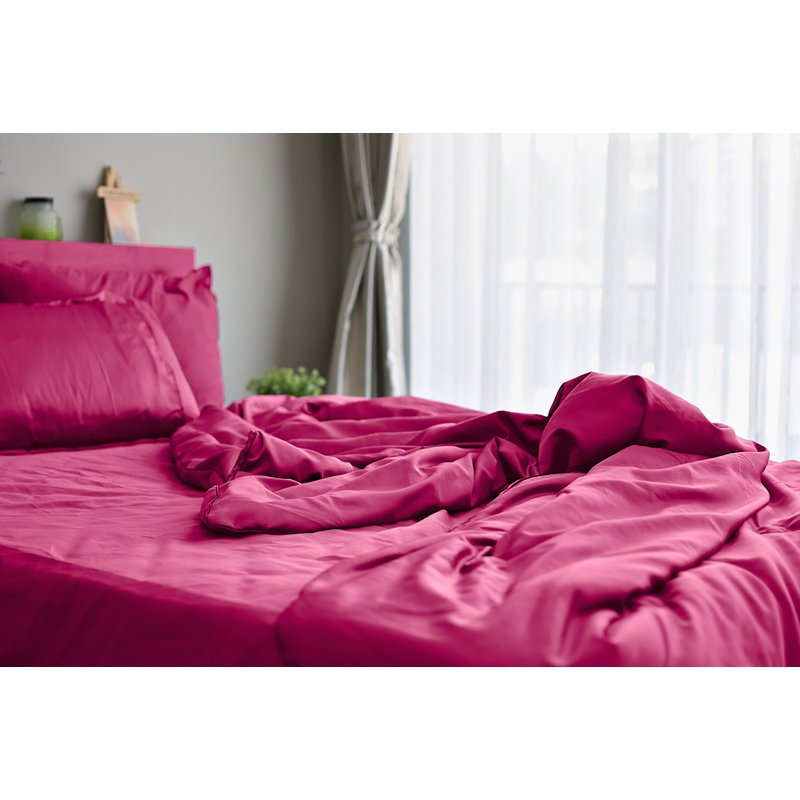 6 Piece Rayon Guest Room Sheet Set Case Pack, Full Sheet Set + 1 Fitted Sheet + 4 Pillowcases, Pink