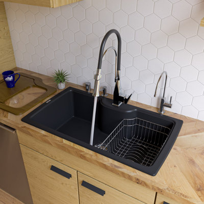Évier de cuisine à simple cuve à montage sur plan L 34,63 po x l 19,67 po