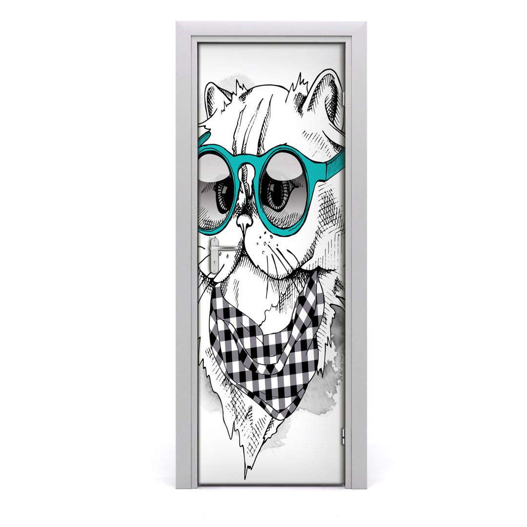 Katze mit Brille Türaufkleber