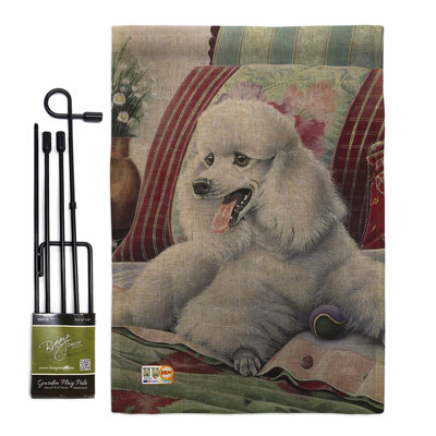 Polyester de caniche à 2 côtés 19 x 13 po drapeau de jardin