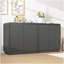 Meuble télé noir à 4 portes cannelées avec prise de courant, centre de divertissement Wave sans poignée, armoire de rangement à panneau de particules réglable à 3 niveaux, console multimédia multifonctionnelle et buffet-366022350