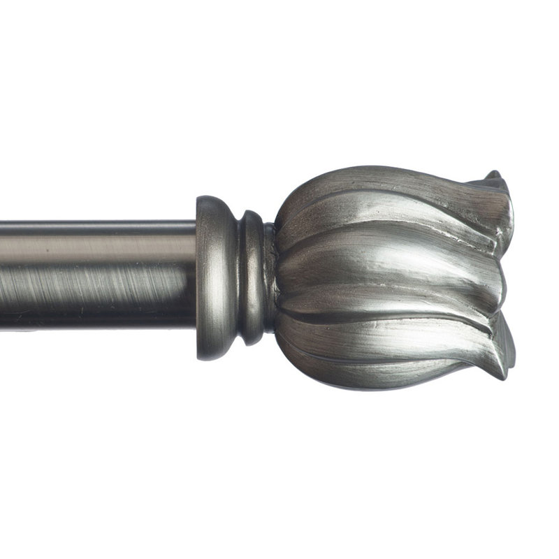 Delauny Single Curtain Rod, 3.5" H x 120" W x 5.25" D, Black