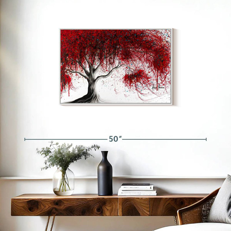 Arbre Magenta, Cadre flottant blanc, 31 po x 21 po