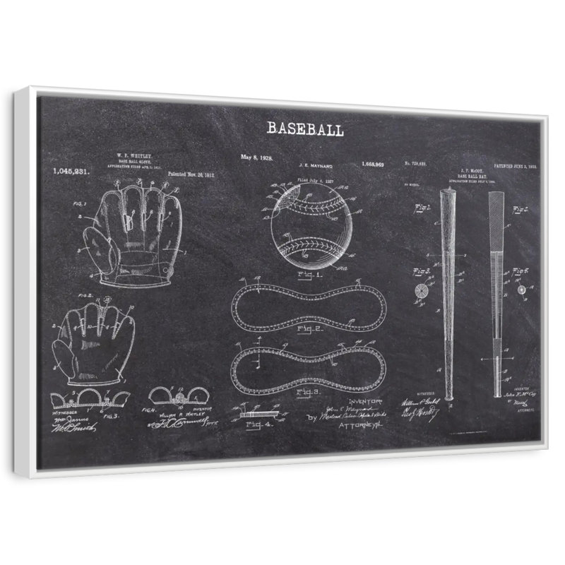 Brevets de baseball, Cadre flottant blanc, 31 po x 21 po