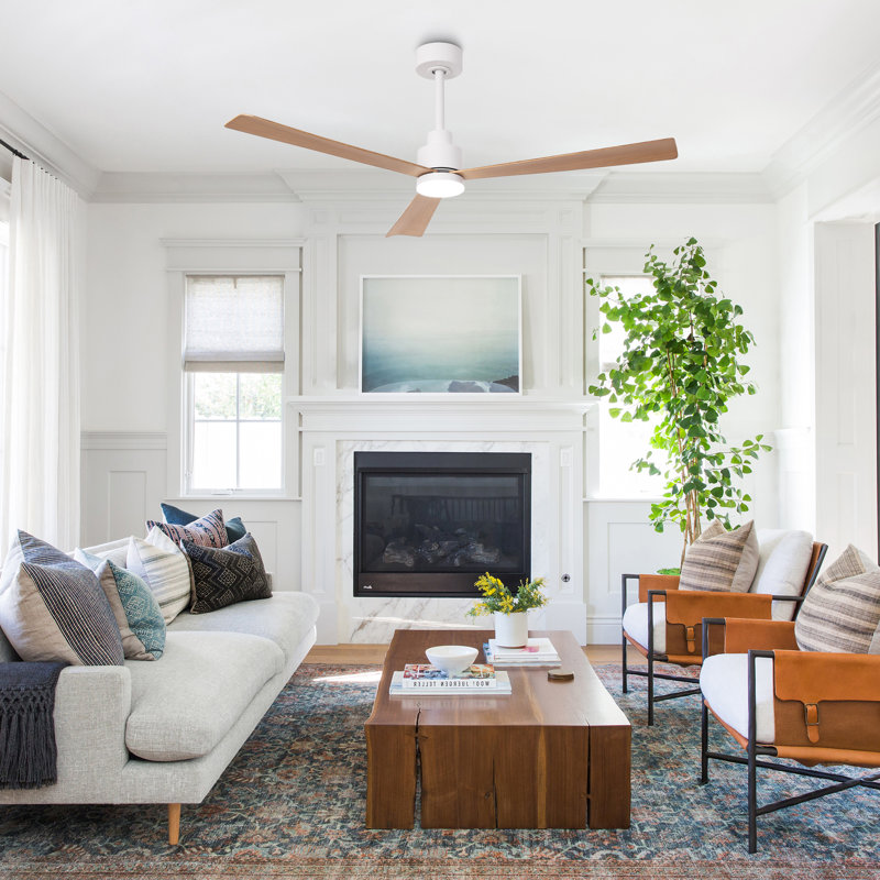 52" Propeller Dimmable LED Ceiling Fan with Lights and Remote Control, 6-Speed Reversible DC Motor, 3 Color Lights, 5"&10" Downrods Included
