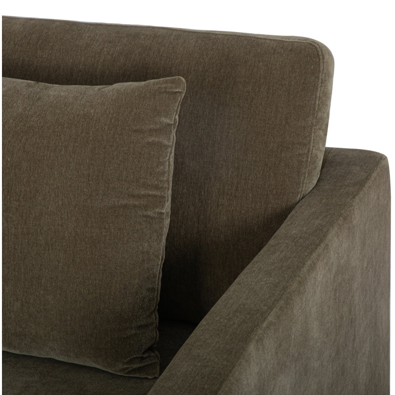 Canapé rembourré Kenji, Chenille performance vert olive