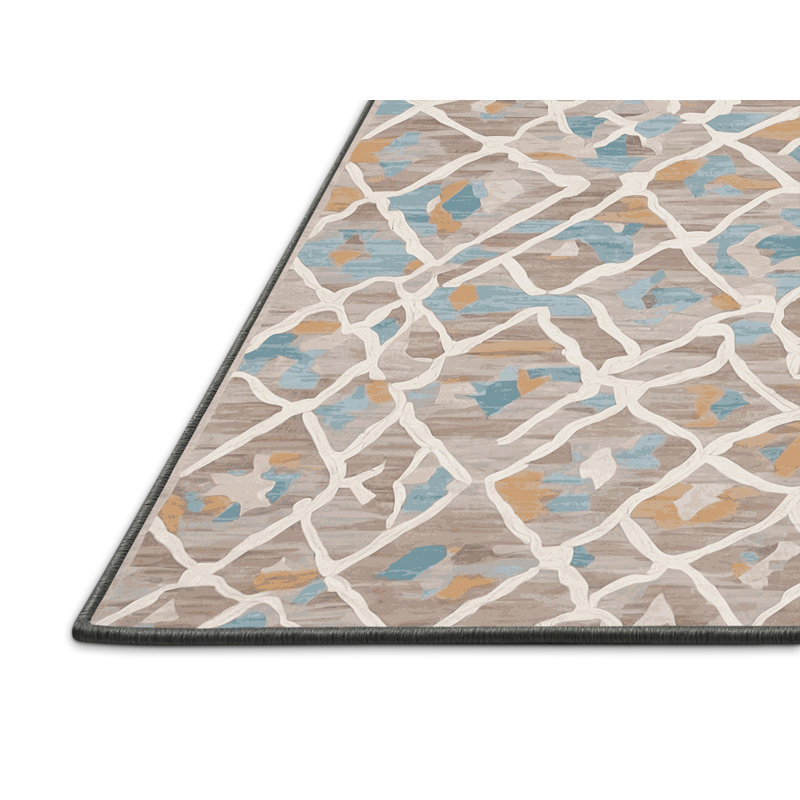 Tapis gris soyeux et moelleux, Rond 6 pi
