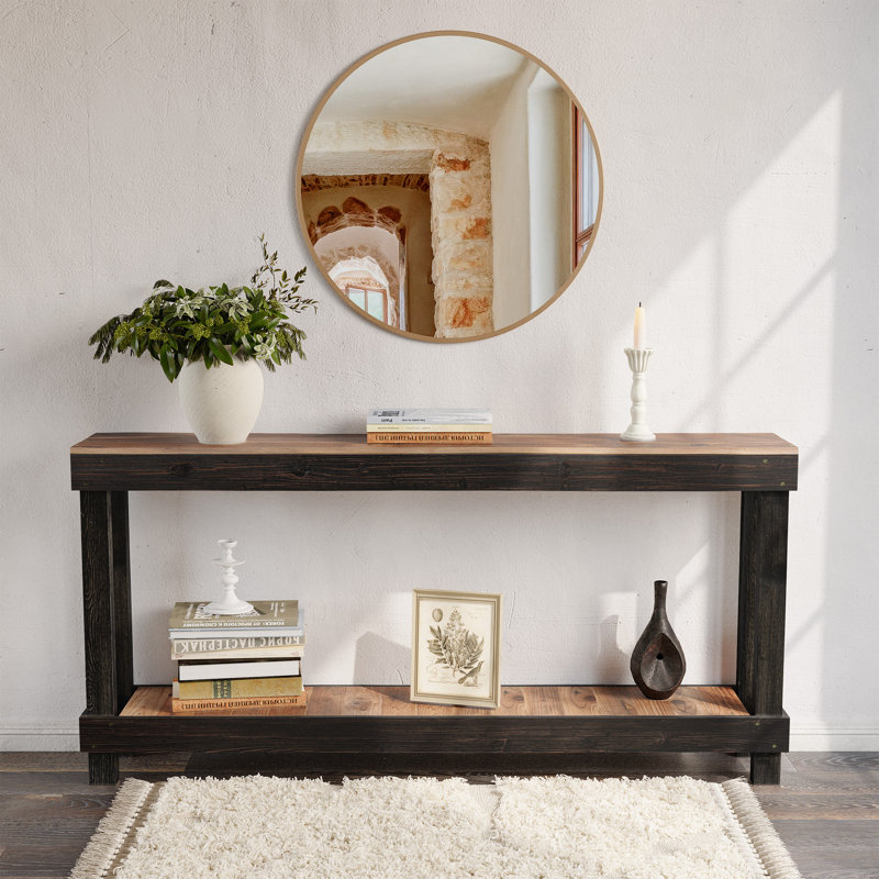 60" Long Solid Wood Console Table - Nature Narrow Sofa Wood Black, Black, 30" H x 60" W x 10" D