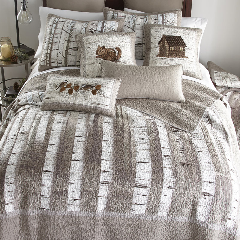Birch Forest Embroidered Reversible Throw Pillow