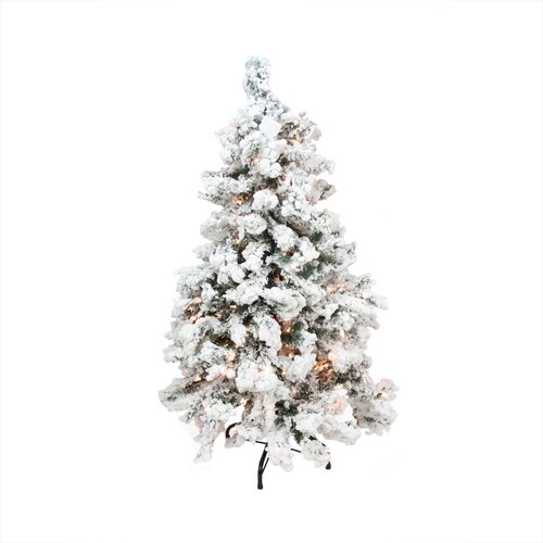 Northlight 3' Pre-Lit Heavily Flocked Medium Pine Artificial Christmas ...