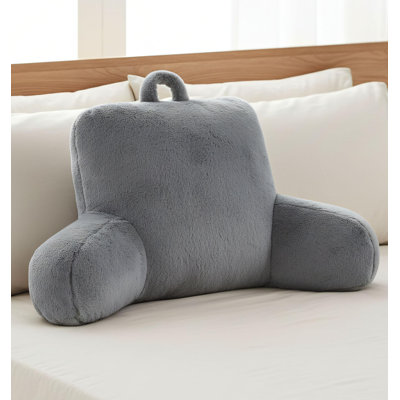 Gray Faux Fur Velvet Mattress Pillow, Soft And Skin-Friendly Texture, Comfortable Backrest Pillow For Long Periods Of Sitting In Bed.