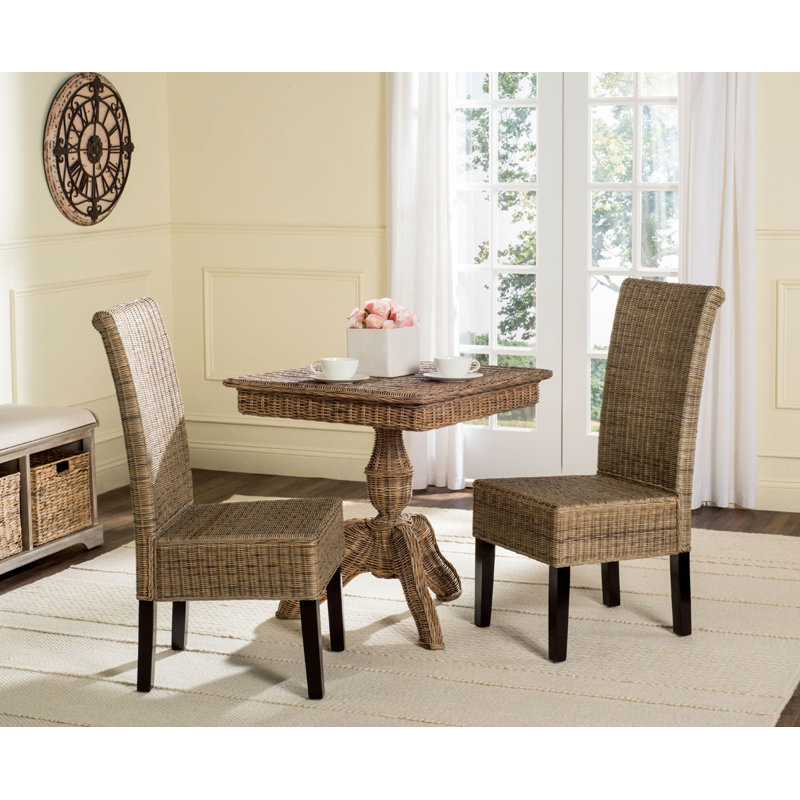 Gray Rattan and Cane Parsons Dining Side Chair Set