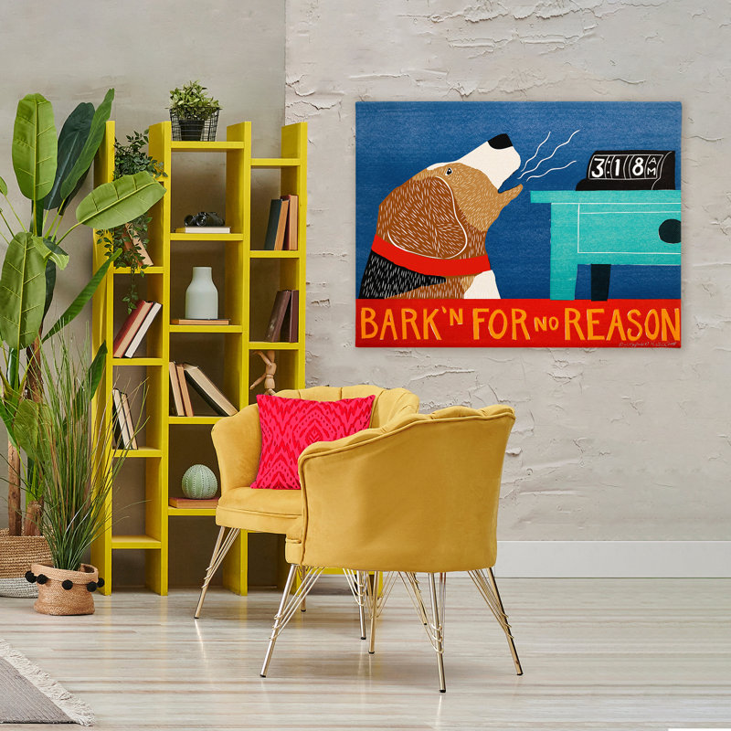 Toile Bark'n For No Reason, conception par Stephen Huneck, H 36 po x l 48 po
