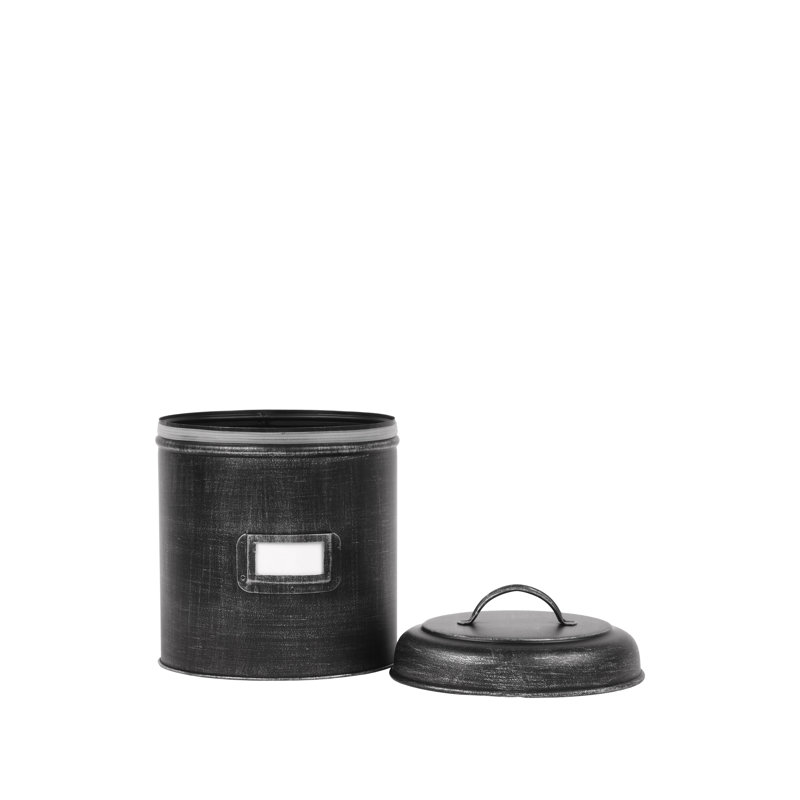 Metal Jar, 25cm H x 20cm W x 20cm D, Antique Black