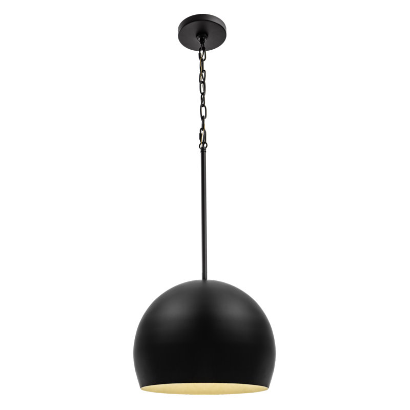 Tivoli 1-Light Dome Pendant Light, Black, Matte Black