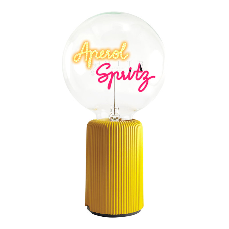 Ampoule APEROL SPRITZ ambre / rouge avec lampe de table PORTABLE Pop Nomad, Jaune
