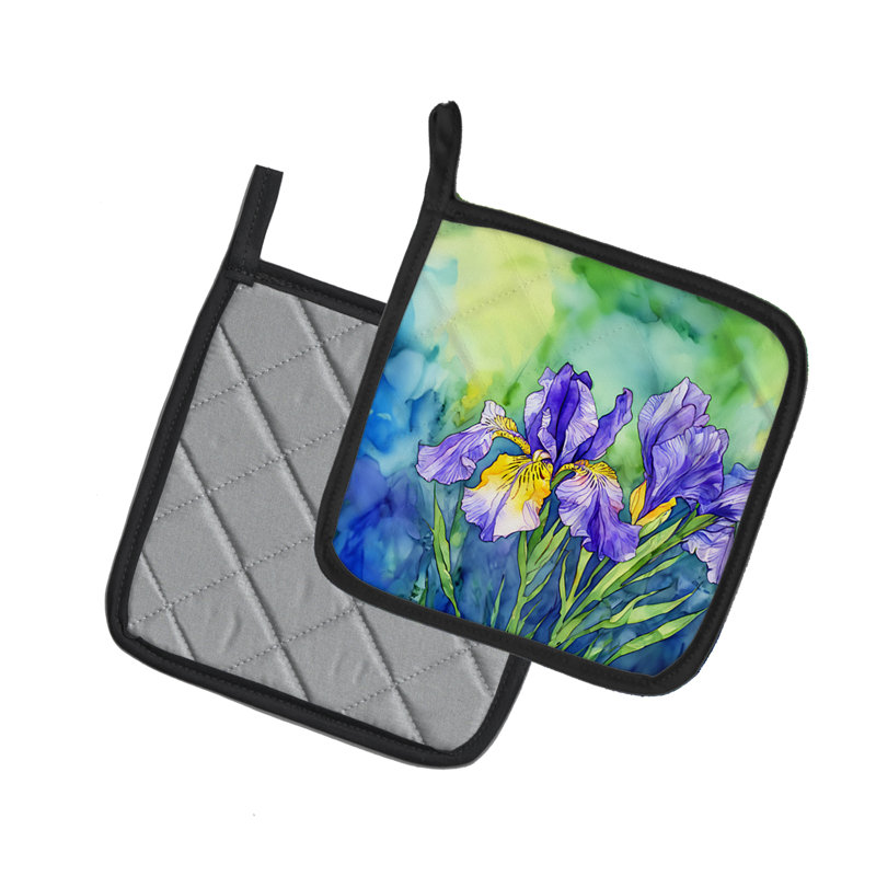 Tennessee Iris in Watercolor Pair of Pot Holders