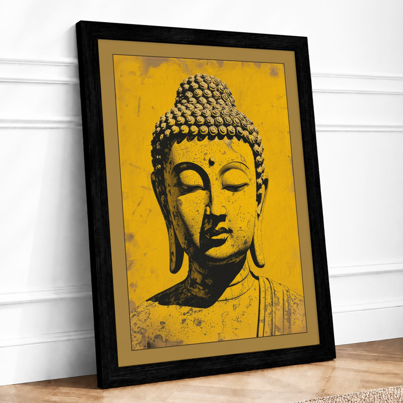 Golden Buddha Head Japandi - Print, Black, A4 - 29.7 x 21.0 cm