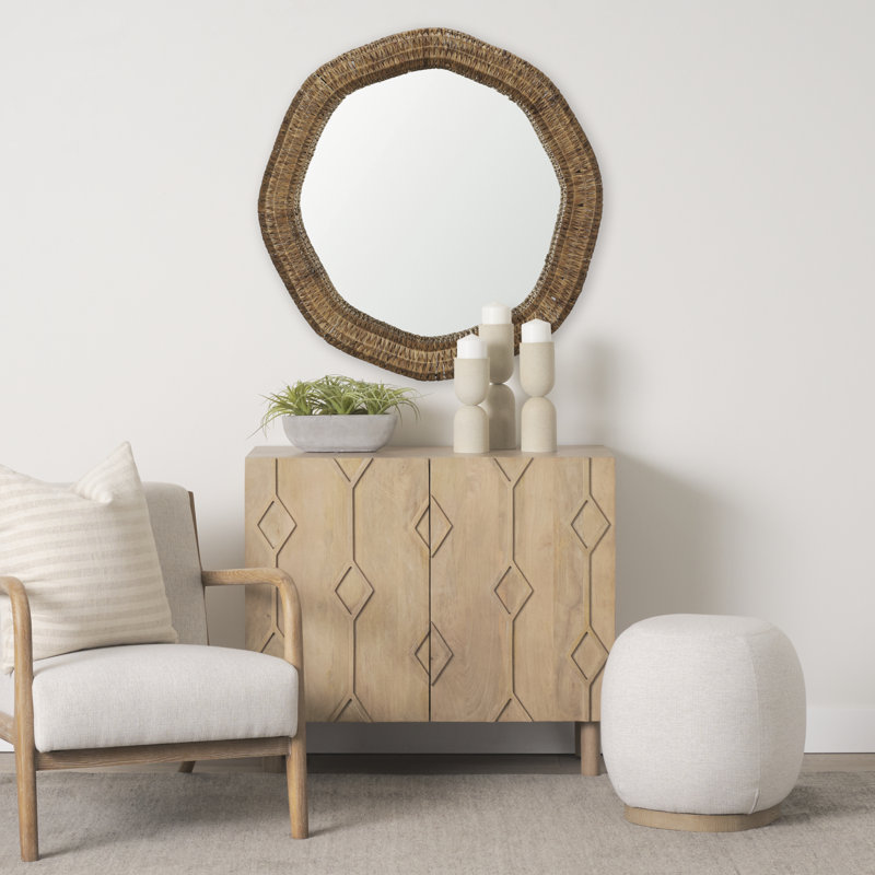 Fegan 42" Woven Water Hyacinth Mirror, 36" x 36"