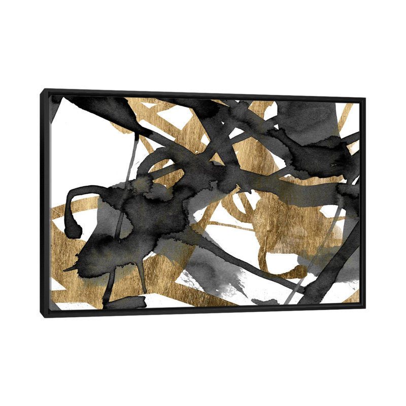 «Luxe Gold II», reproduction sur toile, H 18 po x l 26 po x P 1,5 po, Toile avec cadre noir