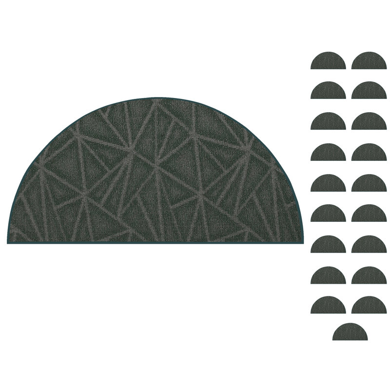 Ensemble de tapis vert Furnish My Place, Demi-cercle 1 pi 6 po x 3 pi