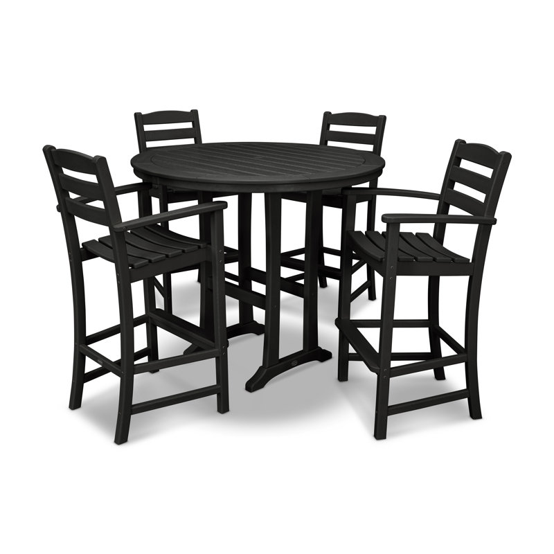 POLYWOOD La Casa Café 5-Piece Bar Dining Set, Black