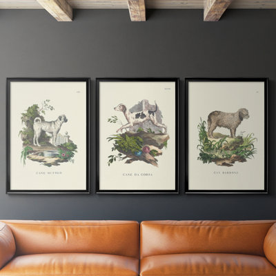 French Dogs X  -Custom Framed  Wrapped Gallery Canvas - 3 Pieces