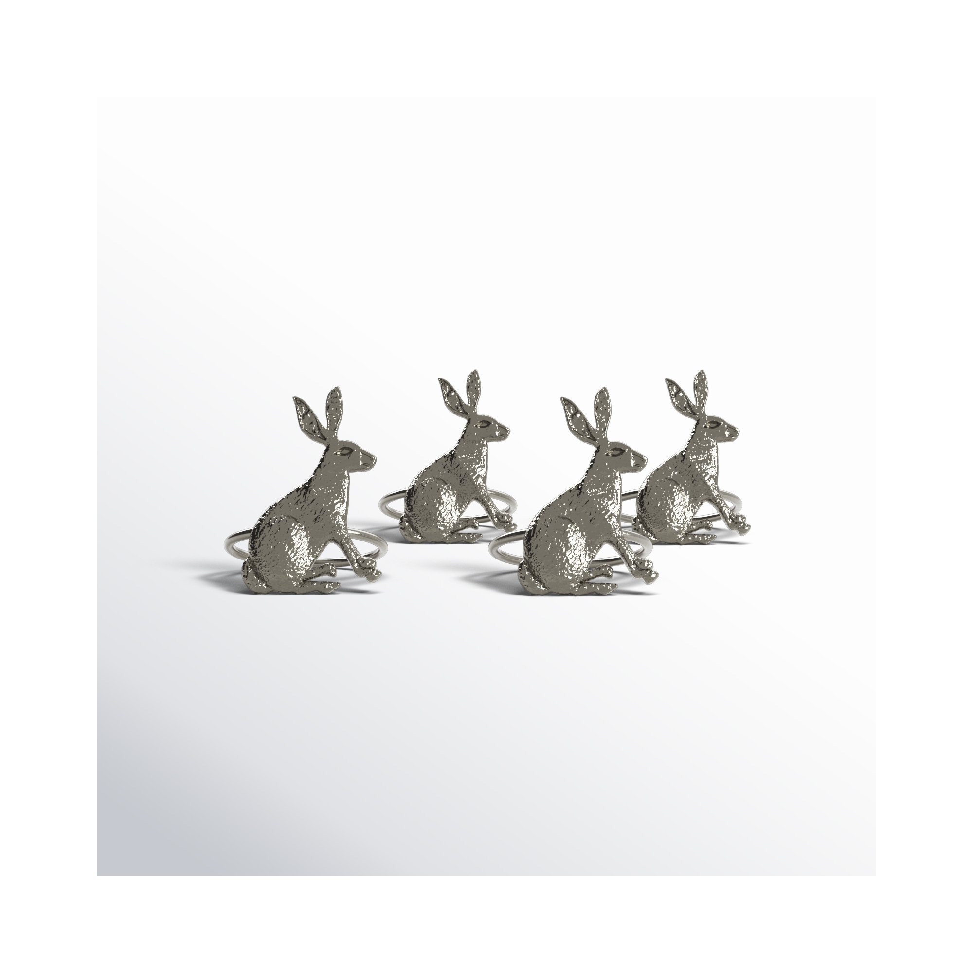 Silver Rabbit Napkin Rings, Silver