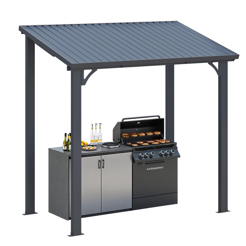 Hardtop Gazebo With Galvanized Steel Sloping Roof, 8' W x 5' D 