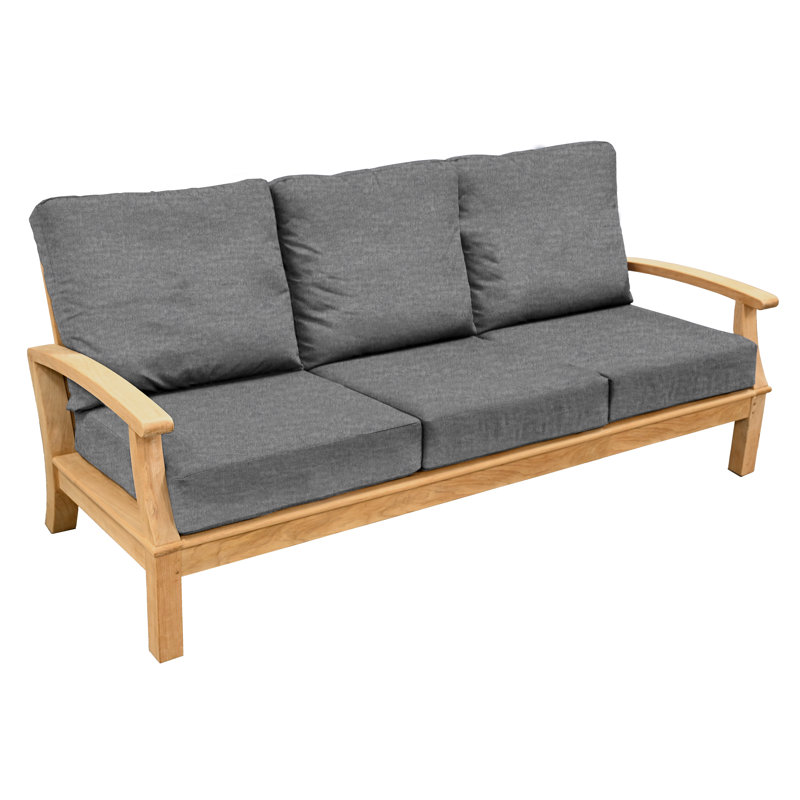 Monterey Outdoor Teak Sofa 3 - Seater with Sunbrella Cushions, Cast Charcoal