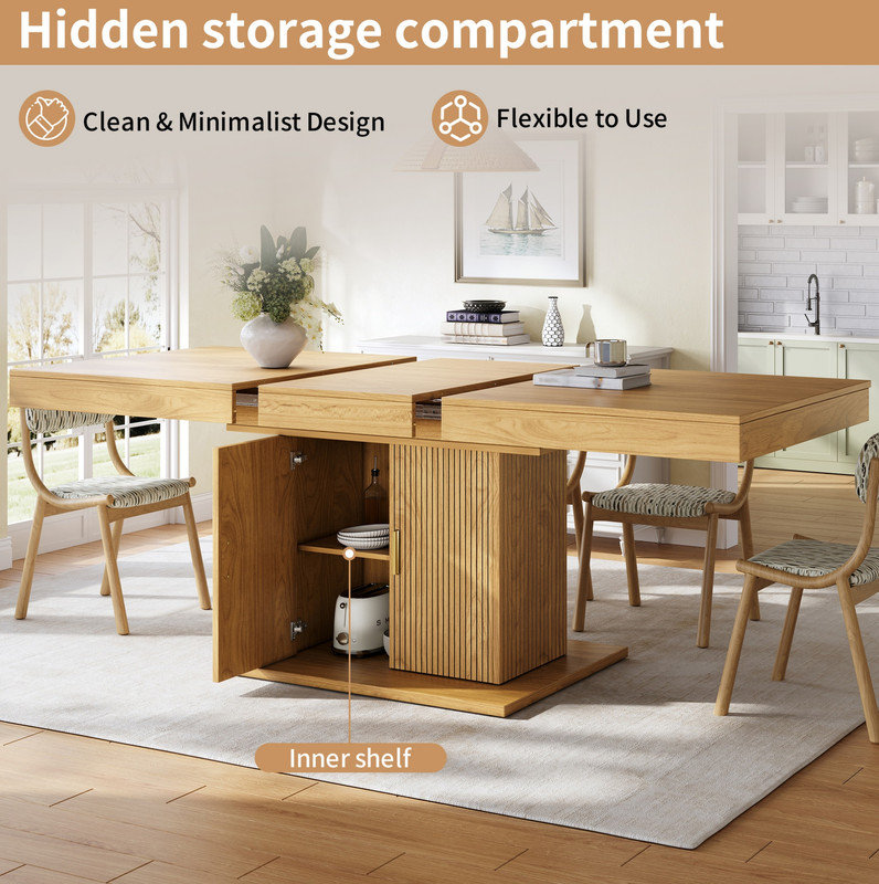 180.01 cm Extendable Dining Table, Natural