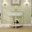 Console Table de bout demi-lune unique avec 2 tiroirs de rangement et une tablette inférieure-399036910