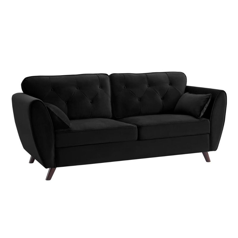 Wangara 3 Seater Sofa, Black Velvet