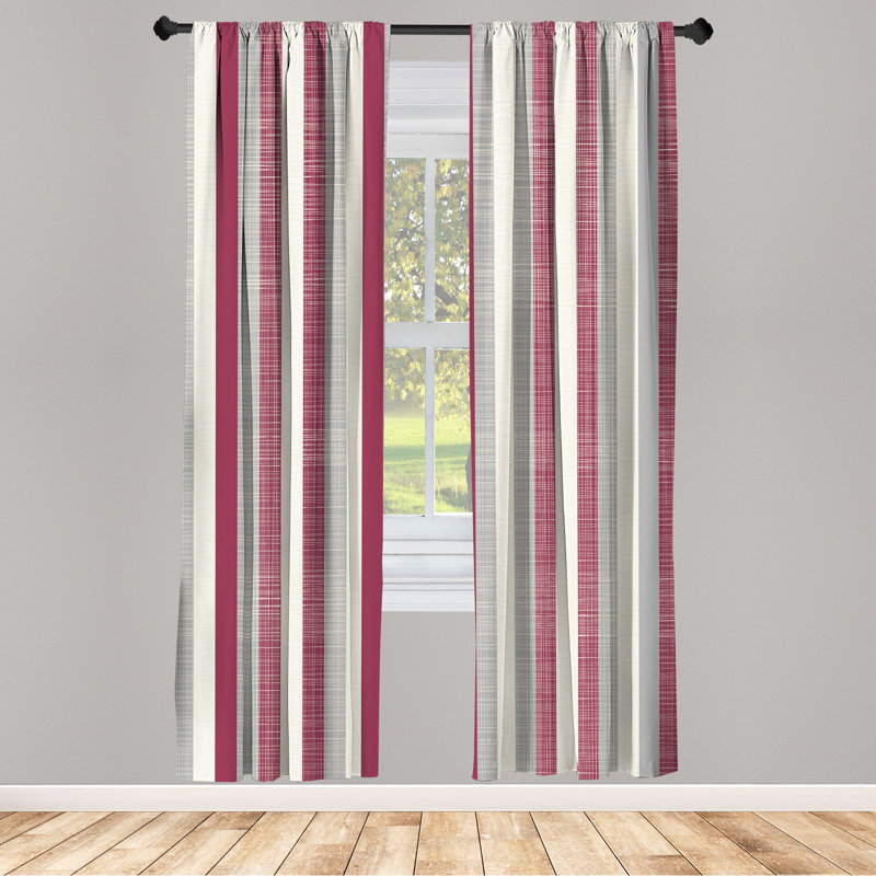 George Oliver Retro Curtains, Classical Stripes Art Vintage, Pair of 28", Raspberry, 28" W x 95" L