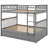 Full Over Gray Bunk Bed With Storage Function, Solid Wood Frame Drawers - Steady Convertible Bedroom-1529832537-1529832534