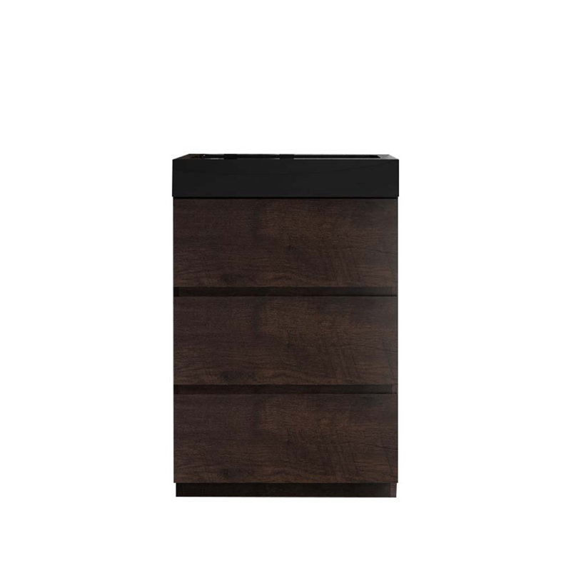 24'' Single Bathroom Vanity with Sink, Walnut/Black