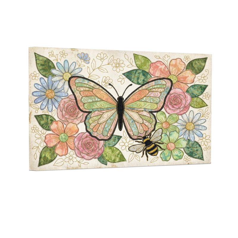Animaux, animaux, abeilles, fleurs, feuilles, jardin, reproduction d'art, H 20 po x l 30 po