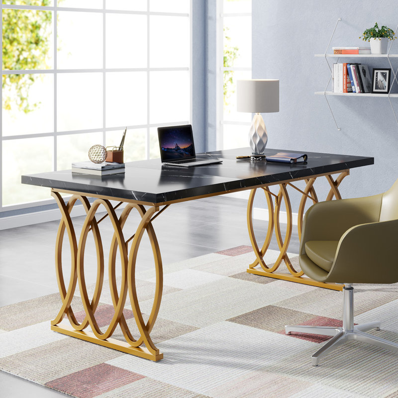 Bureau de direction l 62,99 po, Or, Black Marble