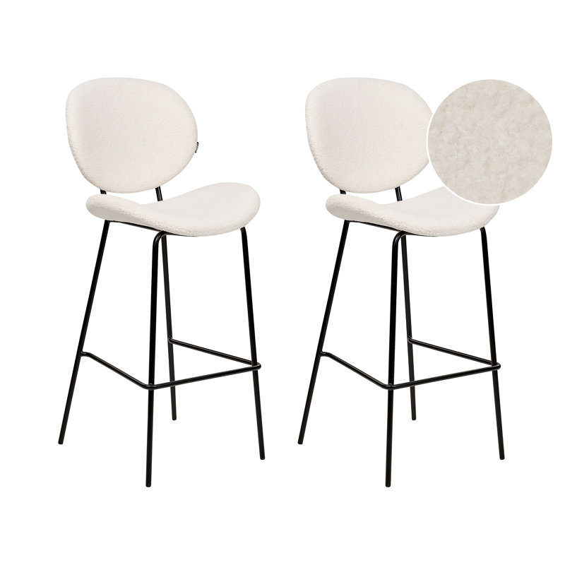 Luana Upholstered Counter Stool with Metal Frame, White