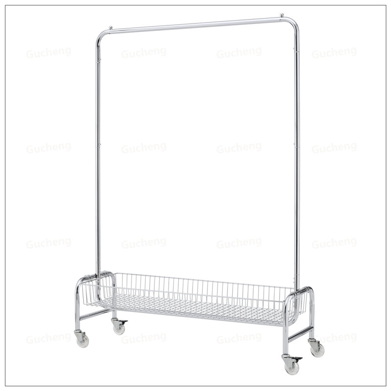 Heavy Duty Garment Rack With Spacious Basket And Wheels, Easy Assembly For Maximum Storage And Mobility, 2 Pieces Per Carton