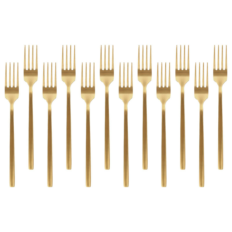 Stainless Steel Cake Forks - 15cm - Pack of 12, Gold
