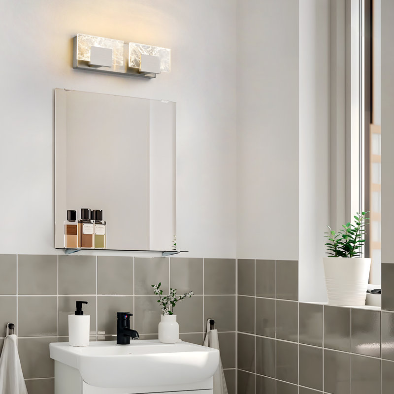 2-Light Modern Bathroom Vanity Light, Nickel