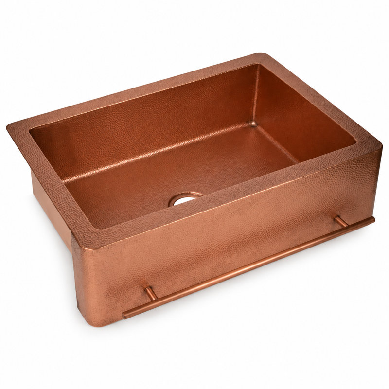 Ambiente 33x22" Farmhouse Apron Front Copper Kitchen Sink – Single Bowl, Drop-In, Hammered Bronze Finish
