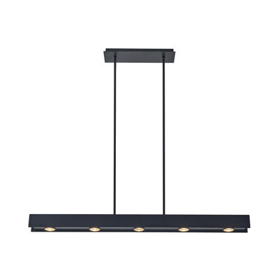 Lustre 5 lumières 44 pouces à finition noire linéaire