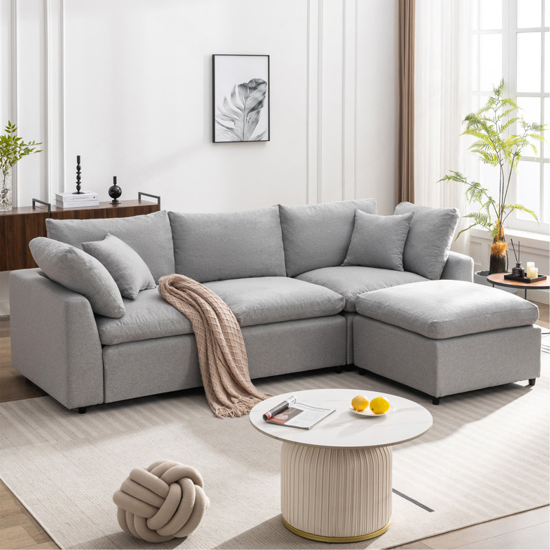 Luxurious Down Filled Convertible Sectional Sofa With Reversible Chaise And Modular Design